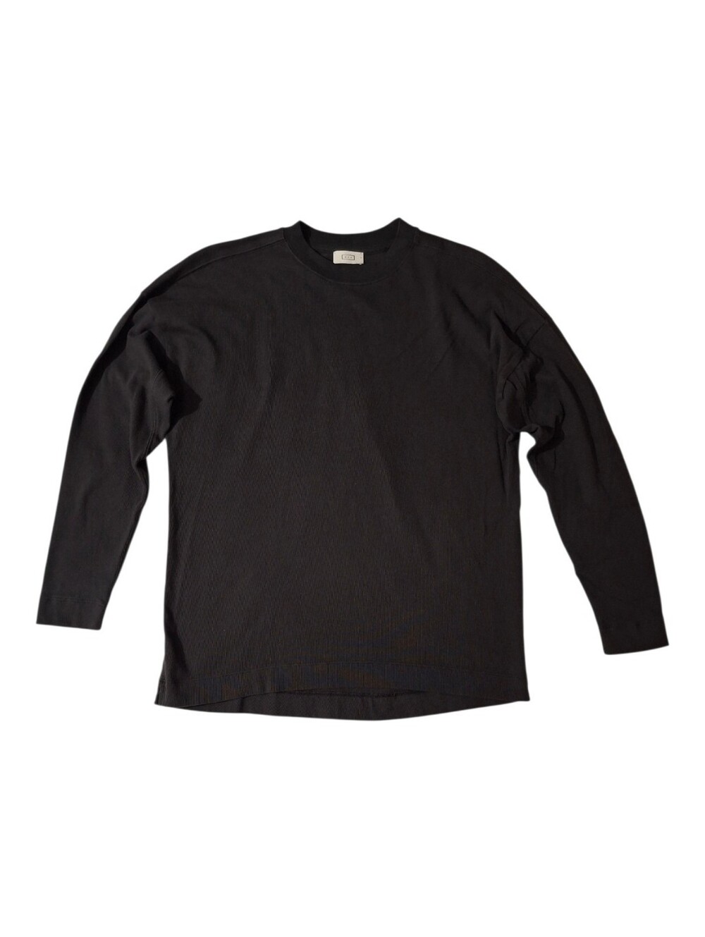 AYR Men's Black The Heavy O Long Sleeve Peruvian Cotton Crewneck Tee Size Small